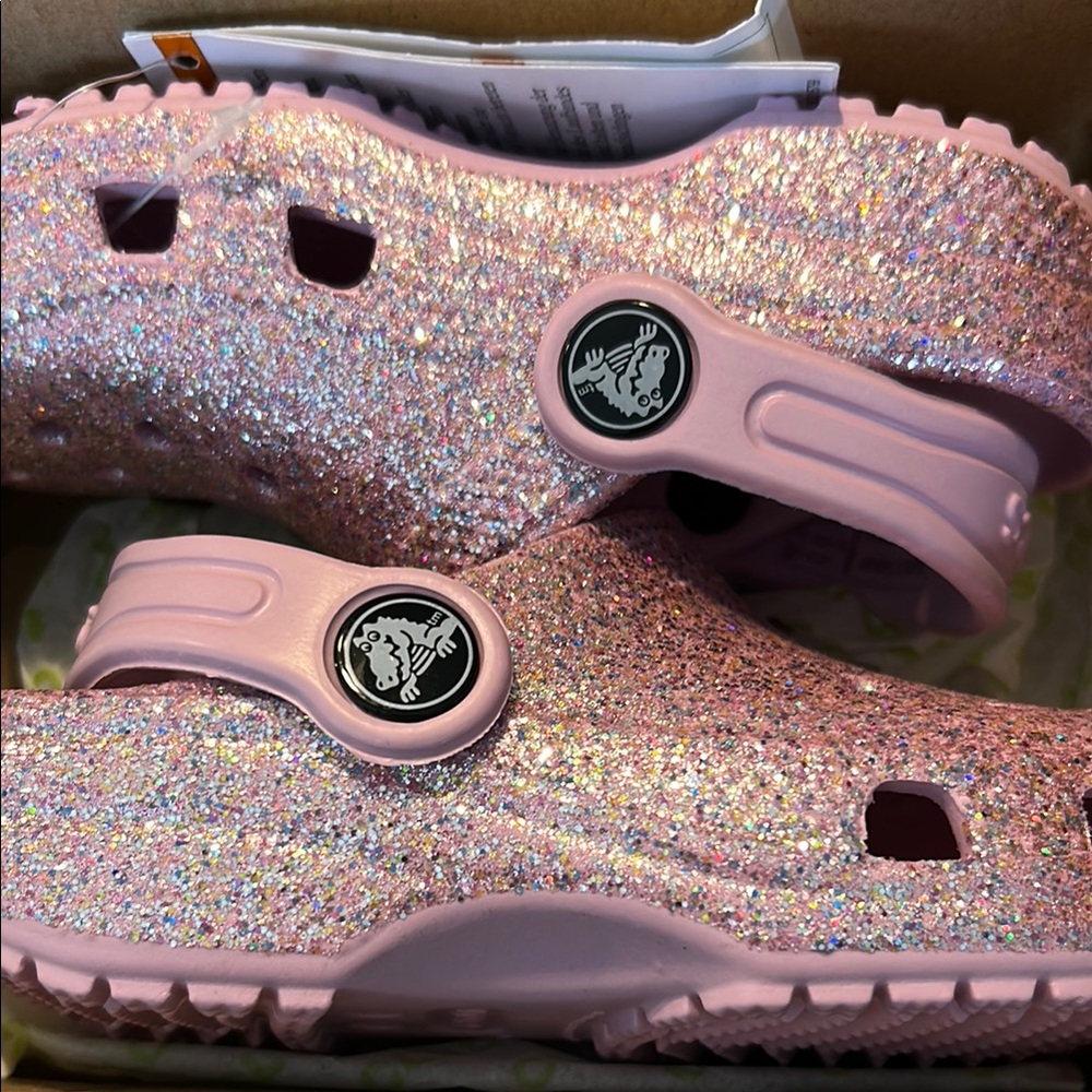 Kids Pink Glitter Clogs